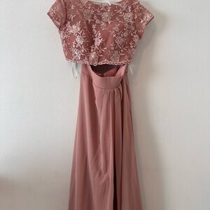 Elegant Pink Lace Two-Piece Dress